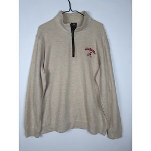 Knights Apparel Cotton Blend Tan 1/4 Zip Alabama‎ Crimson Tide Sweater XL 46/48